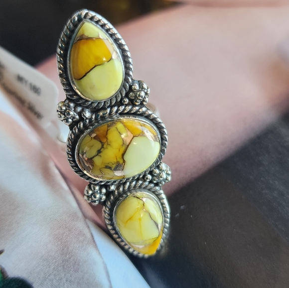 925 Sterling Silver Jewelry - Honey DAHLIA Turquoise Size 8